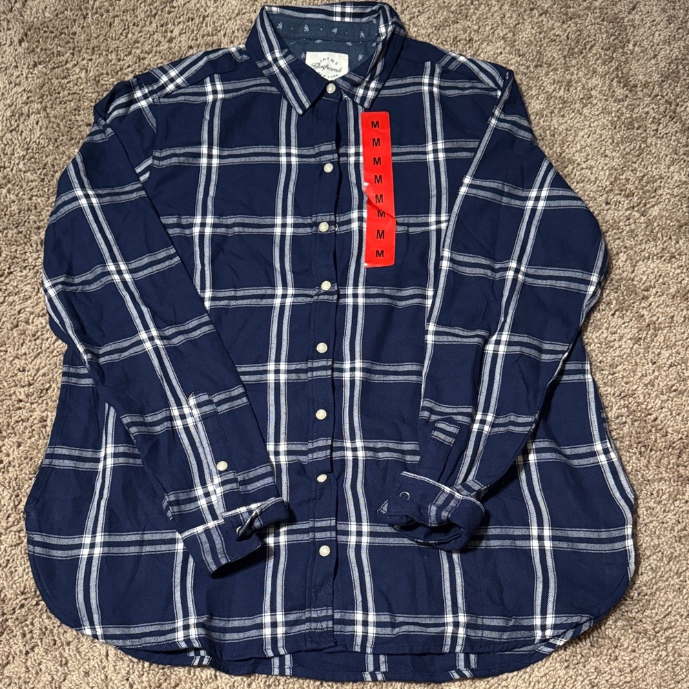 Navy Blue Plaid Women’s Shirt